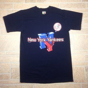 VINTAGE 90's 1998 New York Yankees MLB Blue Heavy Cotton Shirt Men's Medium